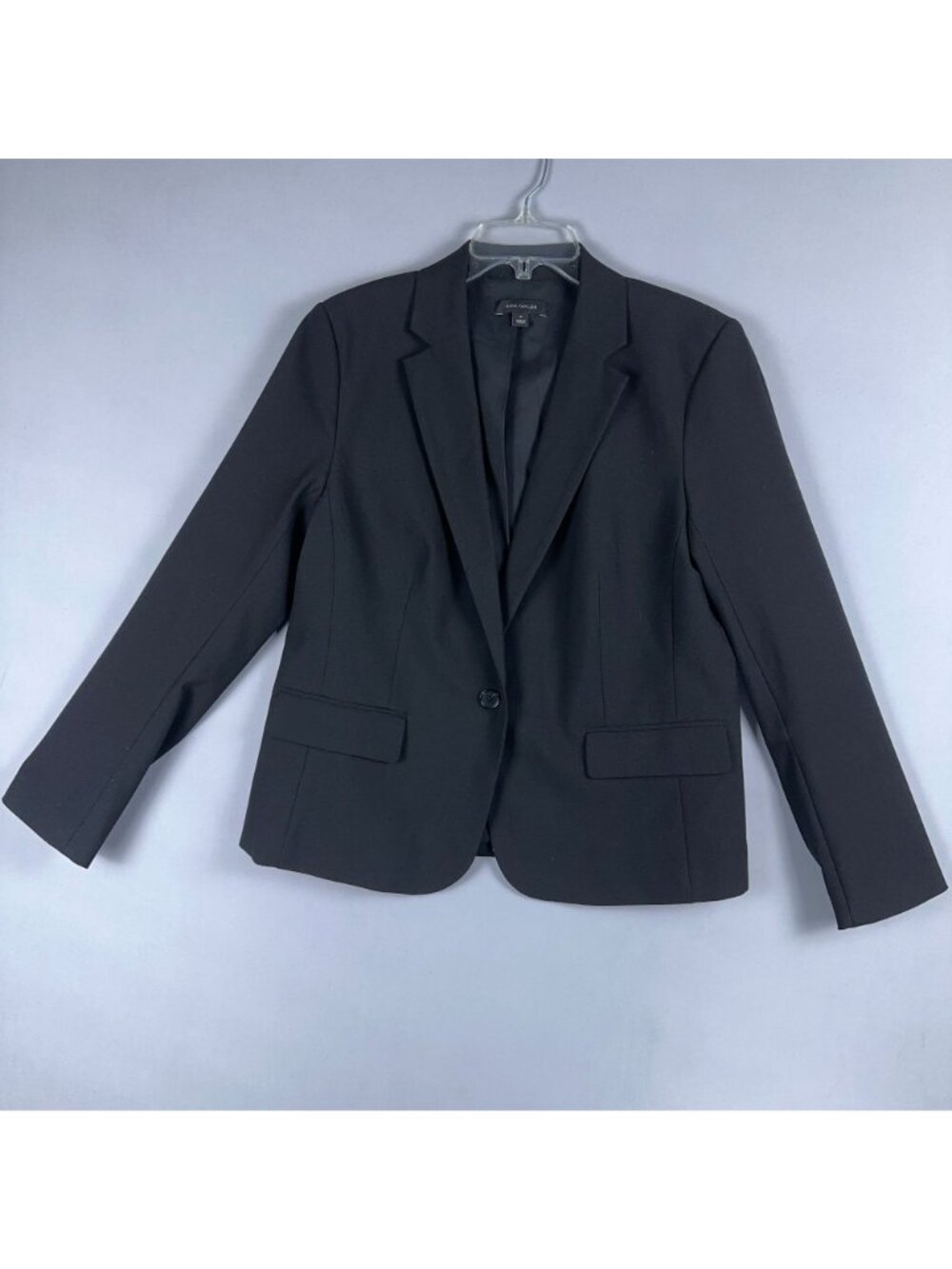 Ann Taylor Blazer Jacket Womens Size 14 Black Dark Wash Single Button Closure - Picture 4 of 14